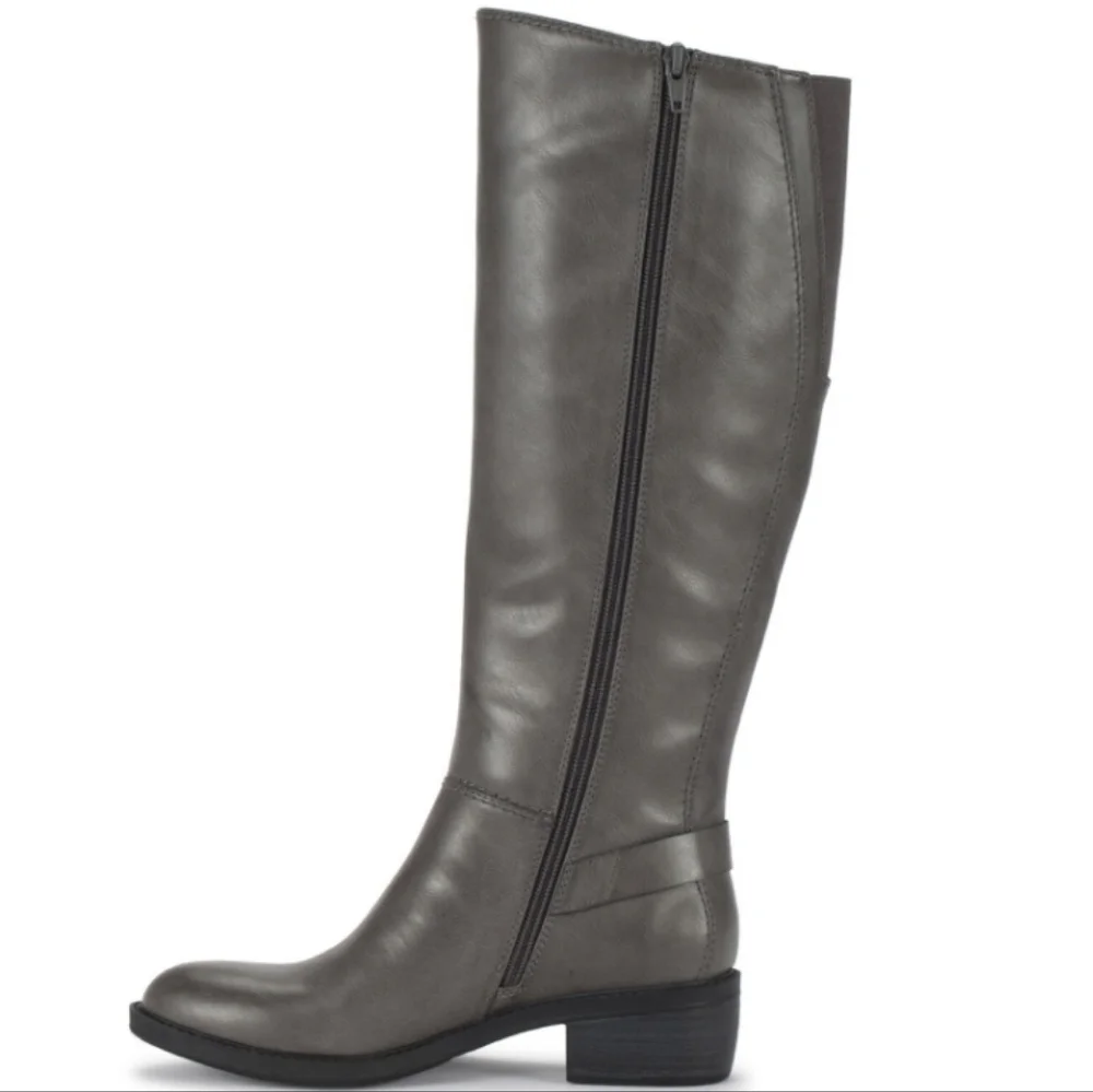 Baretrap Womens Sasson Tall Shaft Riding Boot Size 8.5 Faux Leather Gray Comfort